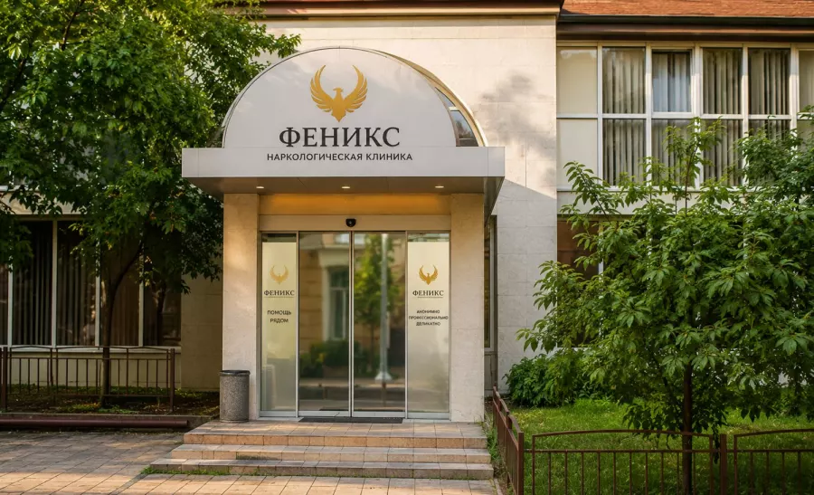 Вход в наркологическую клинику «Феникс» в Кирсанове